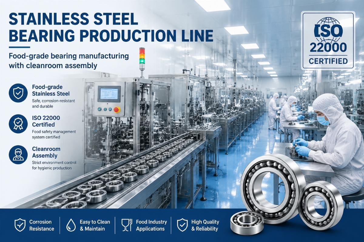 Food-grade bearing manufacturing with ISO 22000 certification and cleanroom assembly Stainless Steel Bearing Production Line
