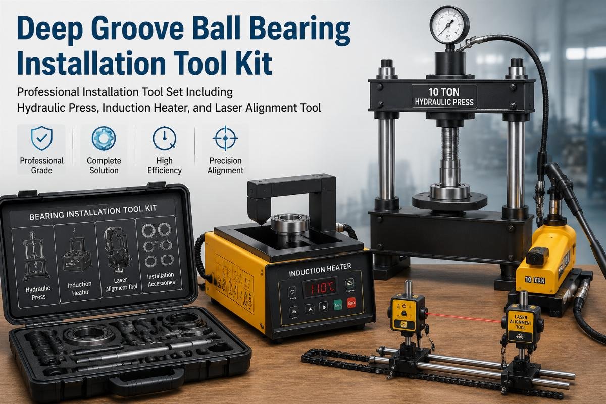 Professional Installation Tool Set Including Hydraulic Press, Induction Heater, and Laser Alignment Tool Deep Groove Ball Bearing Installation Tool Kit