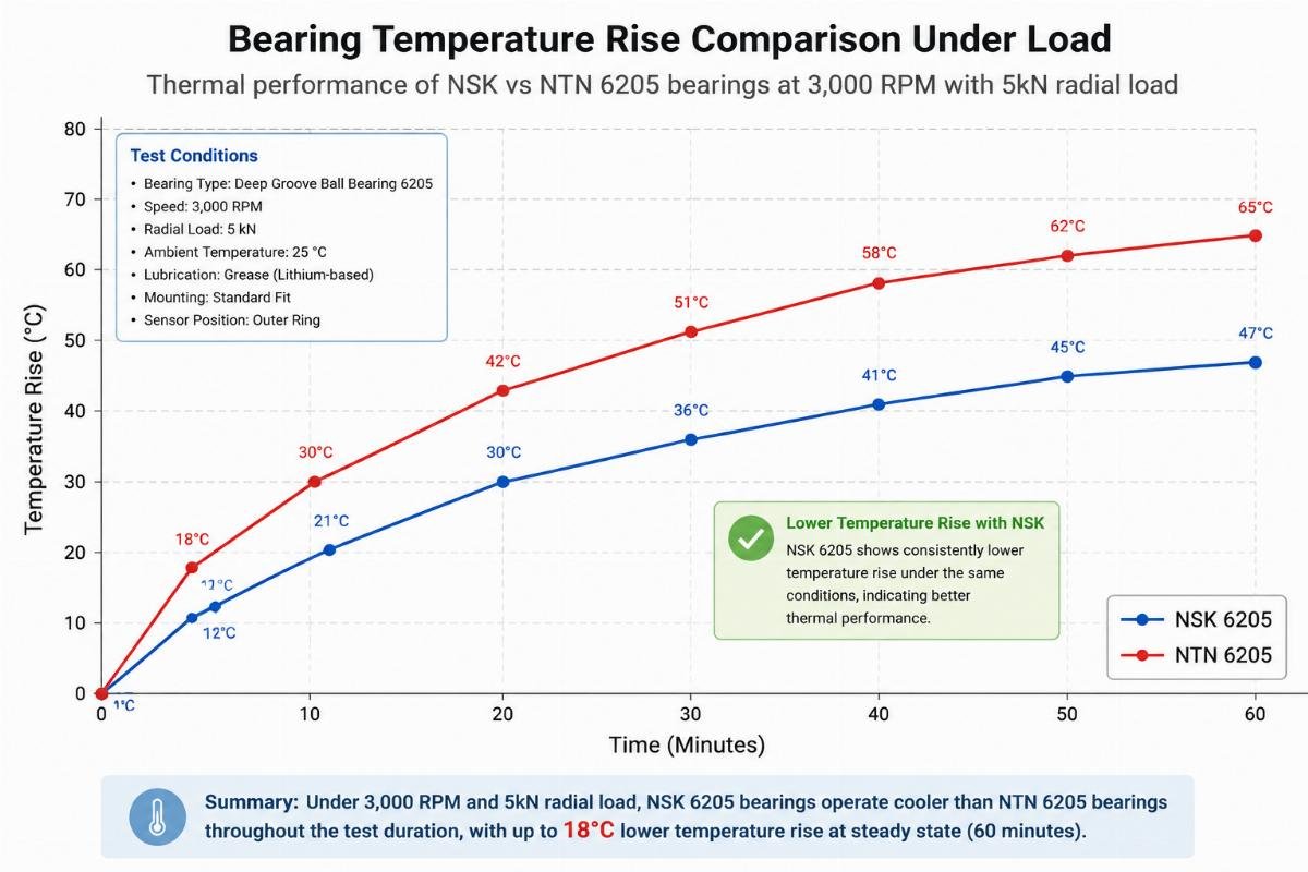 Bearing Temperature Rise Comparison Under Load